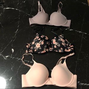 SET OF 3 PUSH-UP BRAS (36B)